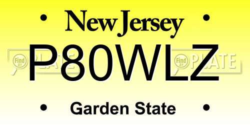 P80WLZ New Jersey License Plate