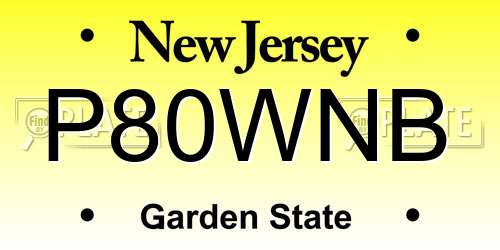 P80WNB New Jersey License Plate