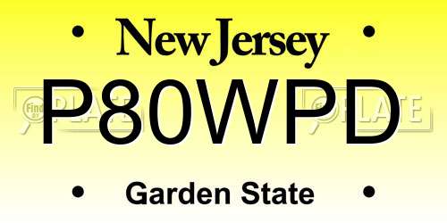 P80WPD New Jersey License Plate