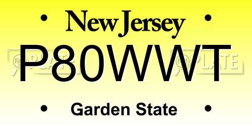 P80WWT New Jersey License Plate