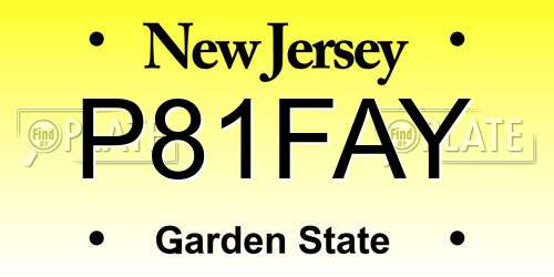P81FAY New Jersey License Plate