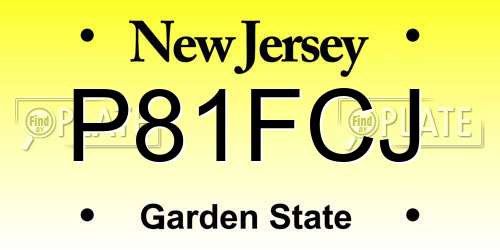 P81FCJ New Jersey License Plate