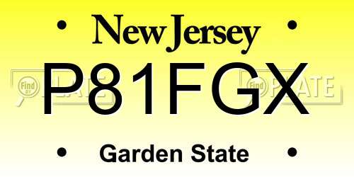 P81FGX New Jersey License Plate
