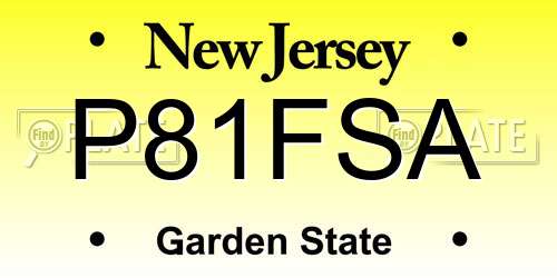 P81FSA New Jersey License Plate