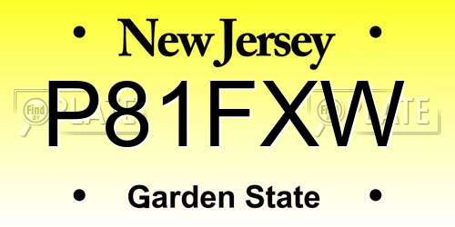 P81FXW New Jersey License Plate
