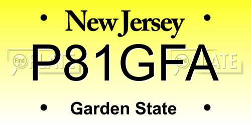 P81GFA New Jersey License Plate