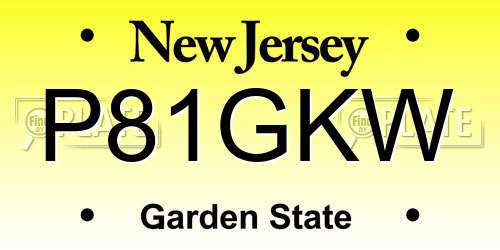P81GKW New Jersey License Plate