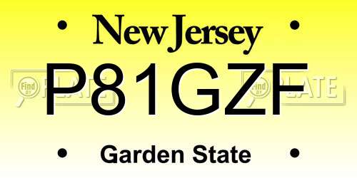 P81GZF New Jersey License Plate