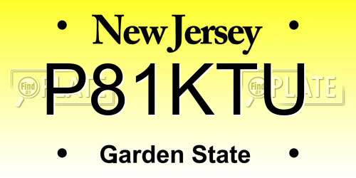 P81KTU New Jersey License Plate