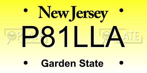 P81LLA New Jersey License Plate