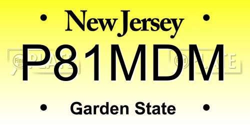 P81MDM New Jersey License Plate