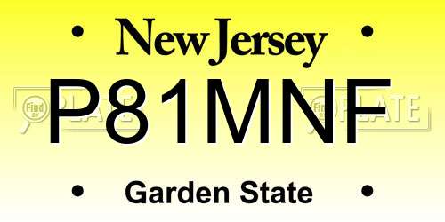 P81MNF New Jersey License Plate