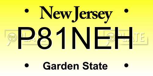 P81NEH New Jersey License Plate