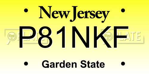 P81NKF New Jersey License Plate
