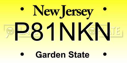 P81NKN New Jersey License Plate