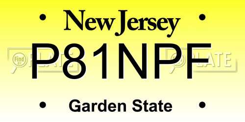 P81NPF New Jersey License Plate