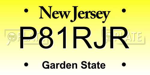 P81RJR New Jersey License Plate