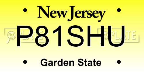 P81SHU New Jersey License Plate