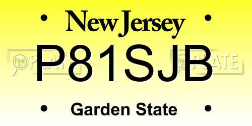 P81SJB New Jersey License Plate