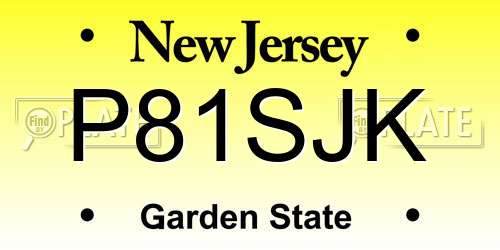 P81SJK New Jersey License Plate