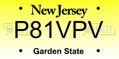 P81VPV New Jersey License Plate