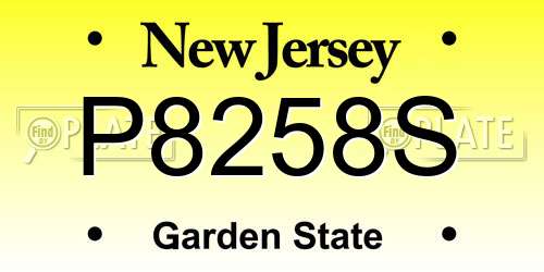 P8258S New Jersey License Plate