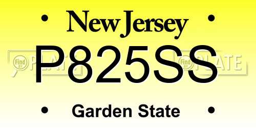 P825SS New Jersey License Plate