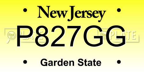 P827GG New Jersey License Plate