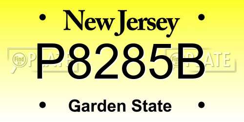 P8285B New Jersey License Plate