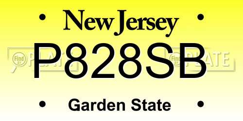 P828SB New Jersey License Plate