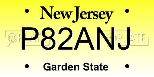P82ANJ New Jersey License Plate