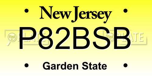 P82BSB New Jersey License Plate