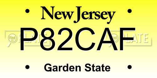 P82CAF New Jersey License Plate
