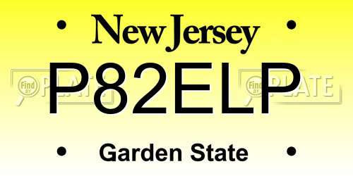 P82ELP New Jersey License Plate