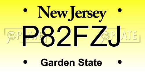P82FZJ New Jersey License Plate