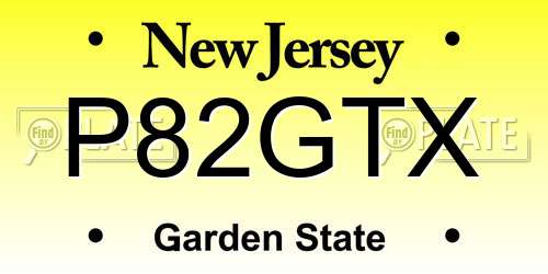 P82GTX New Jersey License Plate