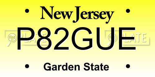 P82GUE New Jersey License Plate