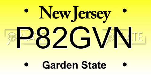 P82GVN New Jersey License Plate
