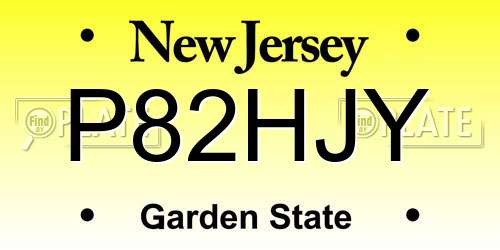 P82HJY New Jersey License Plate