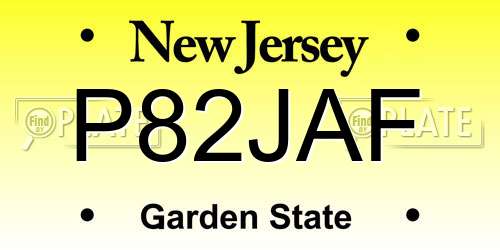 P82JAF New Jersey License Plate