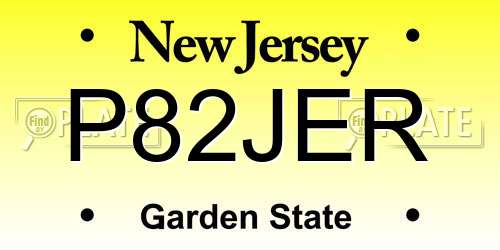 P82JER New Jersey License Plate
