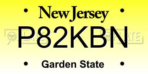 P82KBN New Jersey License Plate
