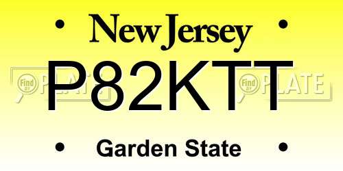 P82KTT New Jersey License Plate