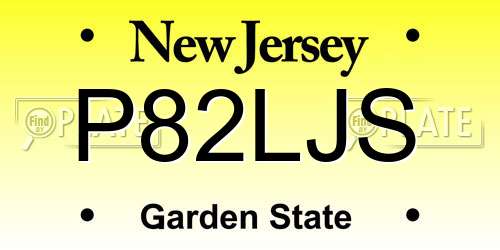 P82LJS New Jersey License Plate