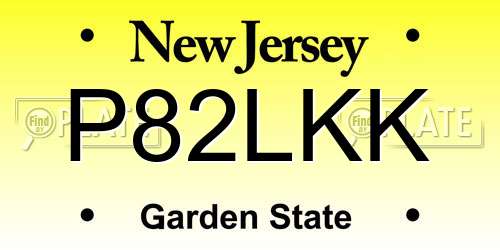 P82LKK New Jersey License Plate