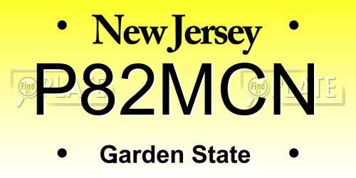 P82MCN New Jersey License Plate