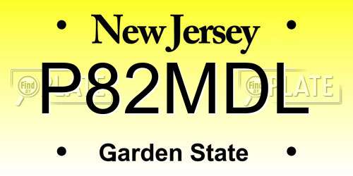 P82MDL New Jersey License Plate