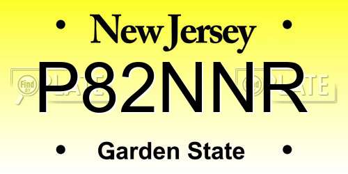 P82NNR New Jersey License Plate