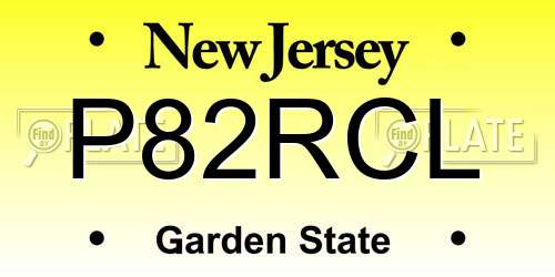 P82RCL New Jersey License Plate