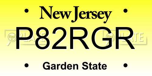 P82RGR New Jersey License Plate